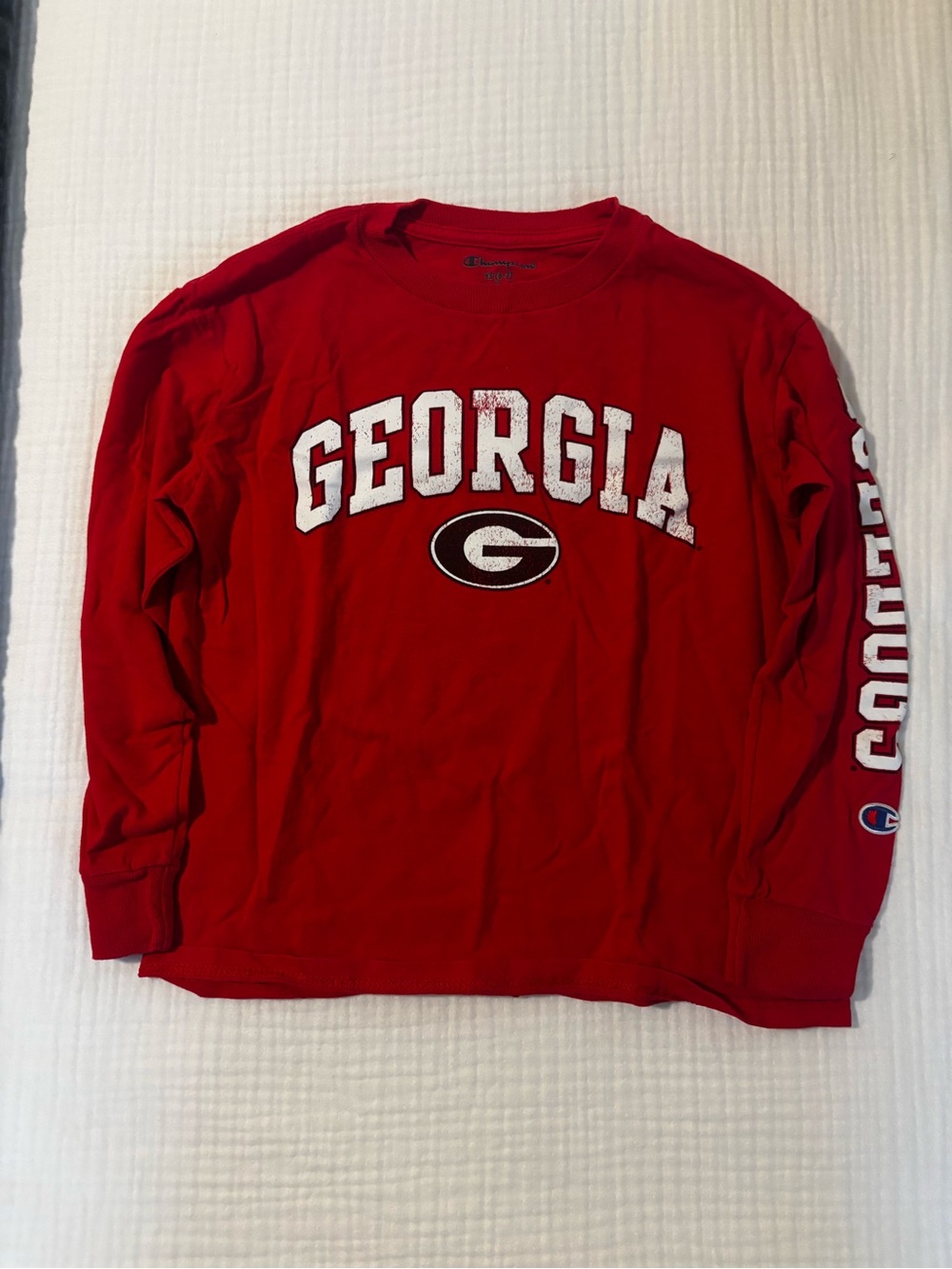 Champion Red Georgia Crewneck Sweatshirt with White Lettering